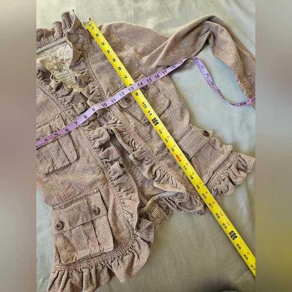 Vintage  Nick & Mo  Ruffled micro-check Dusty Rose Jacket Size S - Picture 9 of 11